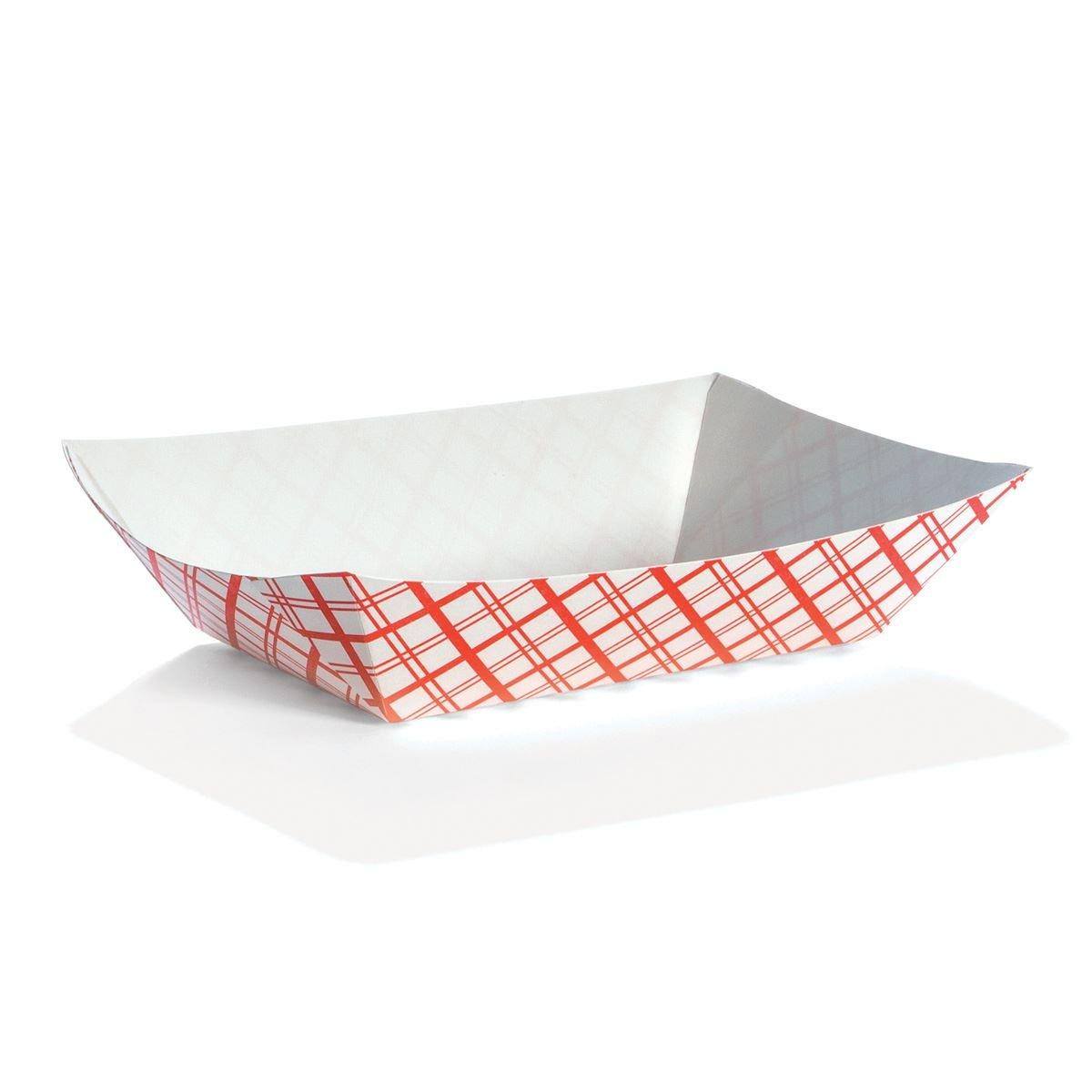 Food Tray 2 LB Paperboard Red White Plaid 1000/Case
