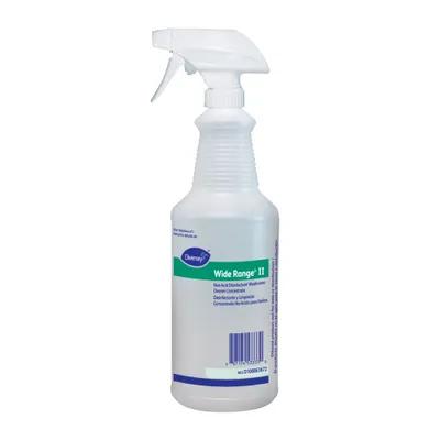 Wide Range II® Non-Acid Disinfectant Washroom Cleaner Spray Bottle & Trigger Sprayer 32 FLOZ Plastic Clear White 1/Each