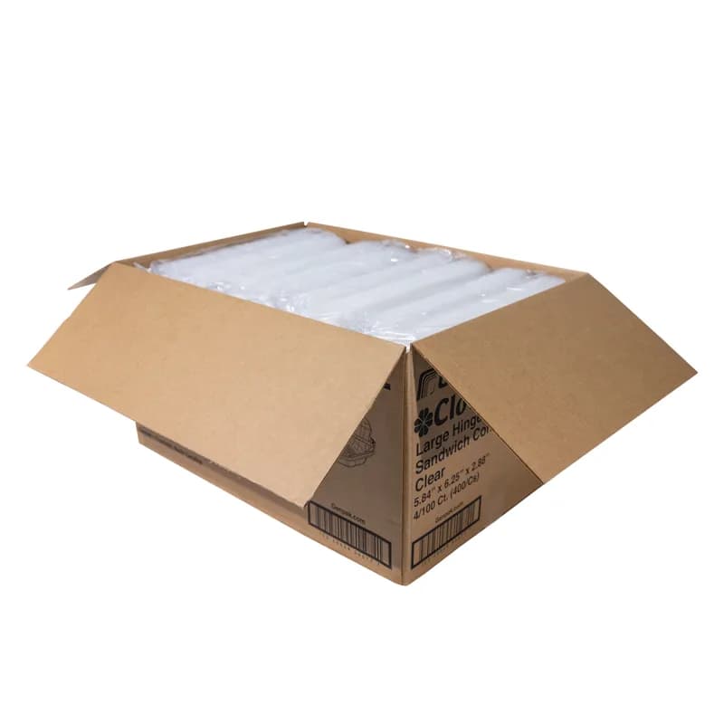 Sandwich Take-Out Container Hinged Large (LG) 5.84X6.25X2.88 IN PP Clear 300/Case