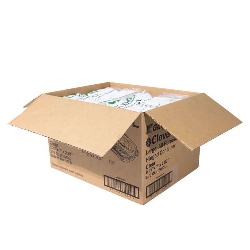 Take-Out Container Hinged Large (LG) 9.31X7.03X2.88 IN PP Clear Square Utility 300/Case