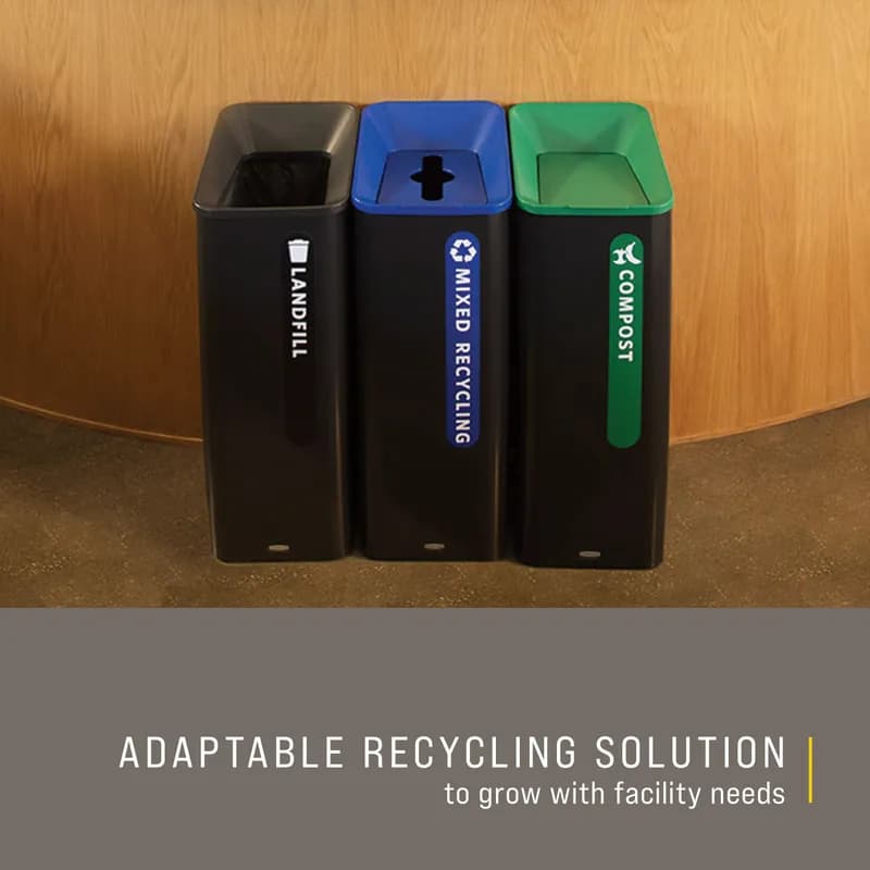 Sustain Compost 1-Stream Compost Can 20.47X20.87X39.37 IN 23 GAL Black Green Metal Resin With Hinged Lid 1/Each