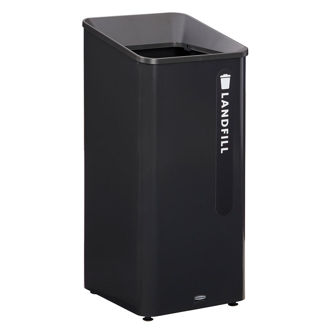 Landfill 1-Stream Trash Can 16.80X17.90X36.10 IN 23 GAL Black Metal Resin With Hinged Lid 1/Each