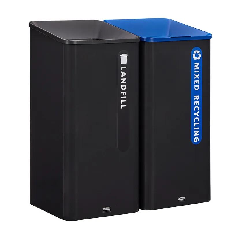 Landfill 1-Stream Trash Can 16.80X17.90X36.10 IN 23 GAL Black Metal Resin With Hinged Lid 1/Each