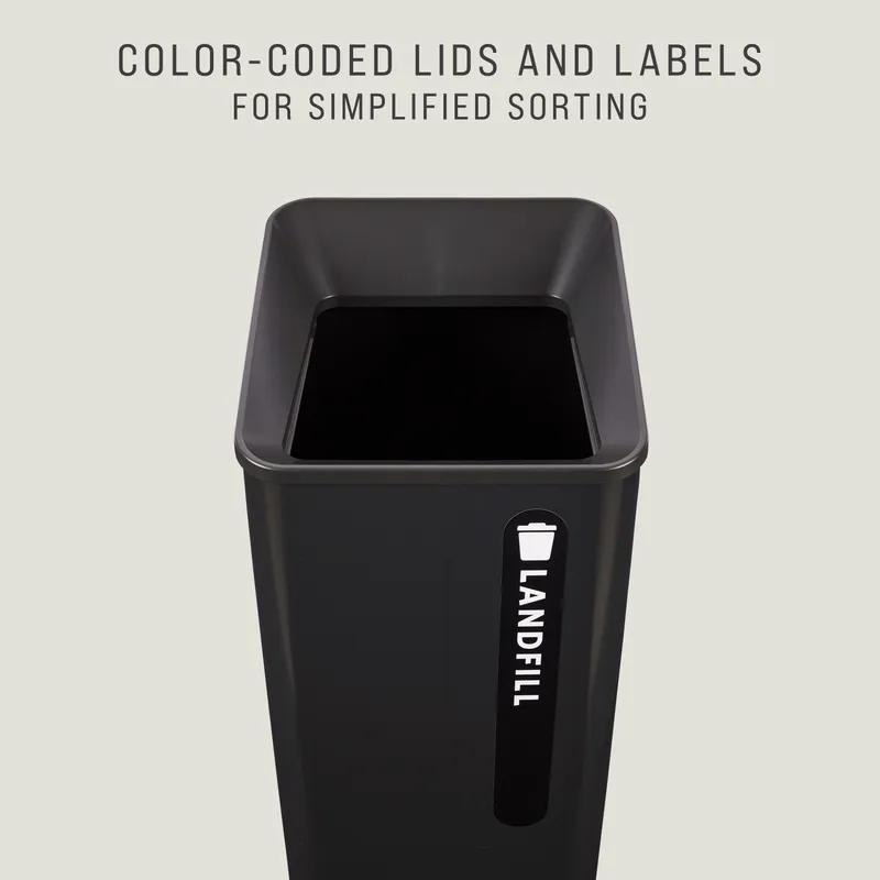 Landfill 1-Stream Trash Can 16.80X17.90X36.10 IN 23 GAL Black Metal Resin With Hinged Lid 1/Each