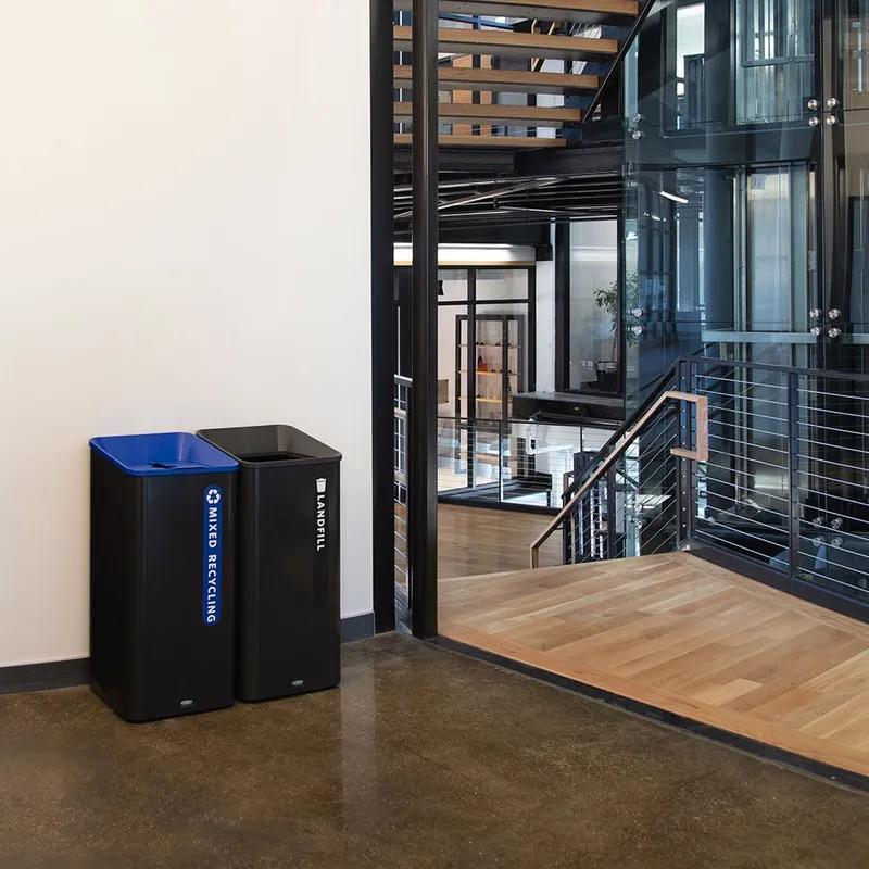 Landfill 1-Stream Trash Can 16.80X17.90X36.10 IN 23 GAL Black Metal Resin With Hinged Lid 1/Each