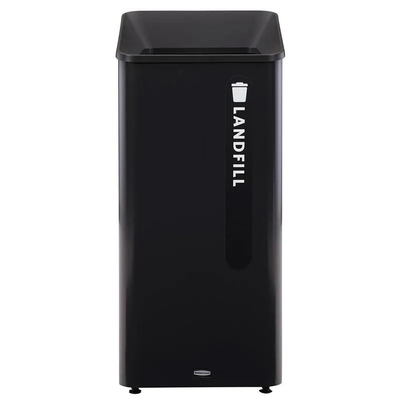 Landfill 1-Stream Trash Can 16.80X17.90X36.10 IN 23 GAL Black Metal Resin With Hinged Lid 1/Each
