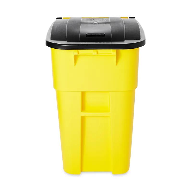 Brute® Trash 1-Stream Trash Can 28.9X23.4X36.5 IN 50 GAL Yellow Resin With Hinged Lid Indoor/Outdoor 1/Each