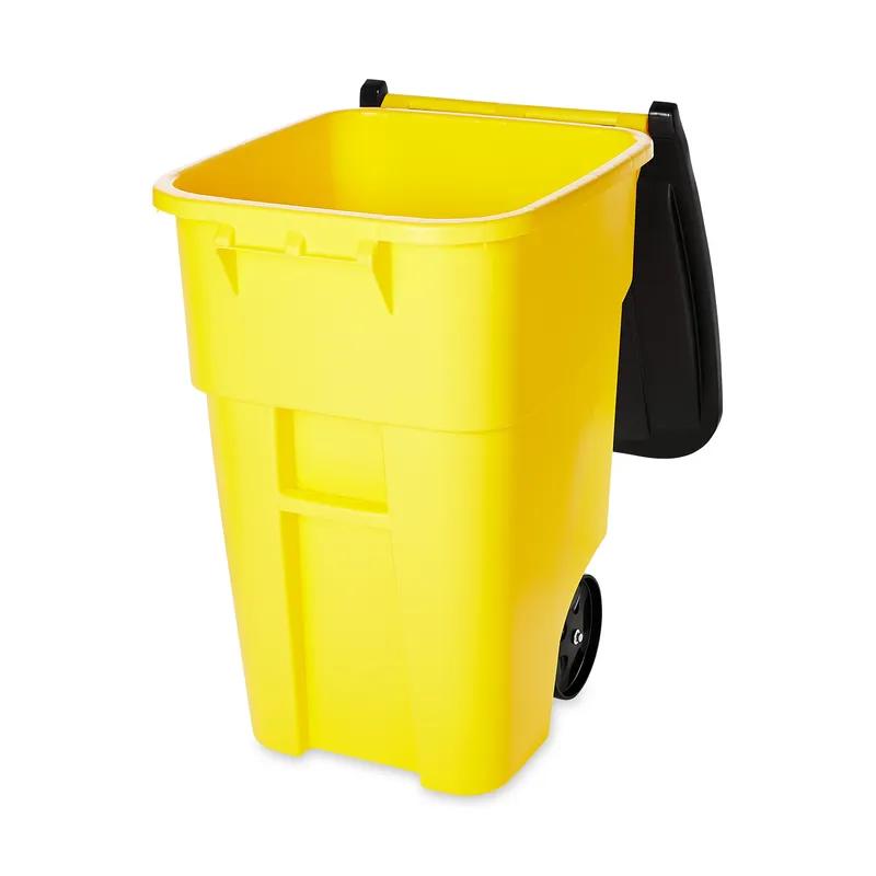Brute® Trash 1-Stream Trash Can 28.9X23.4X36.5 IN 50 GAL Yellow Resin With Hinged Lid Indoor/Outdoor 1/Each