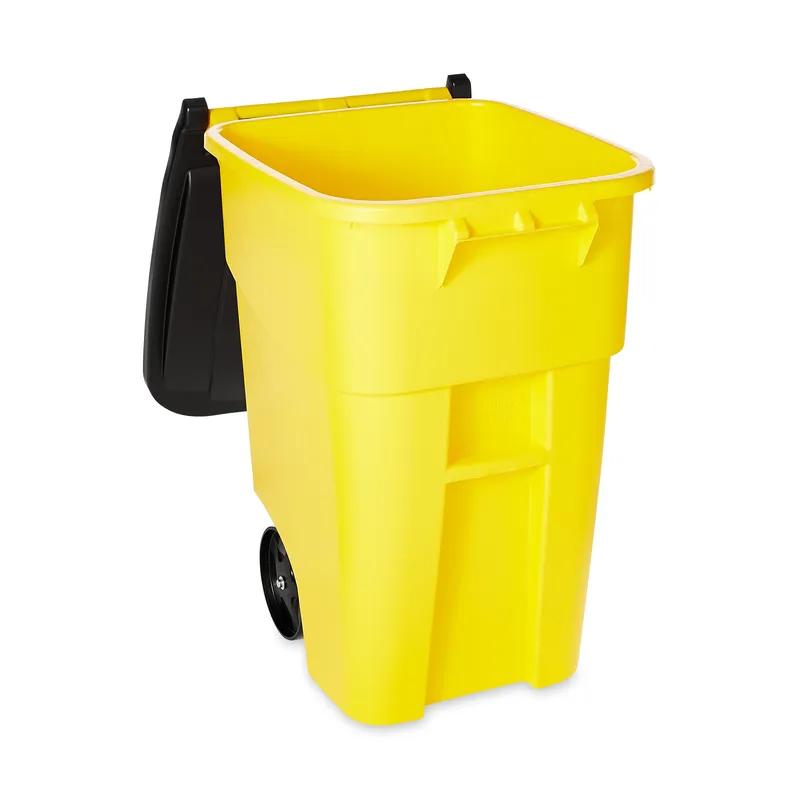 Brute® Trash 1-Stream Trash Can 28.9X23.4X36.5 IN 50 GAL Yellow Resin With Hinged Lid Indoor/Outdoor 1/Each