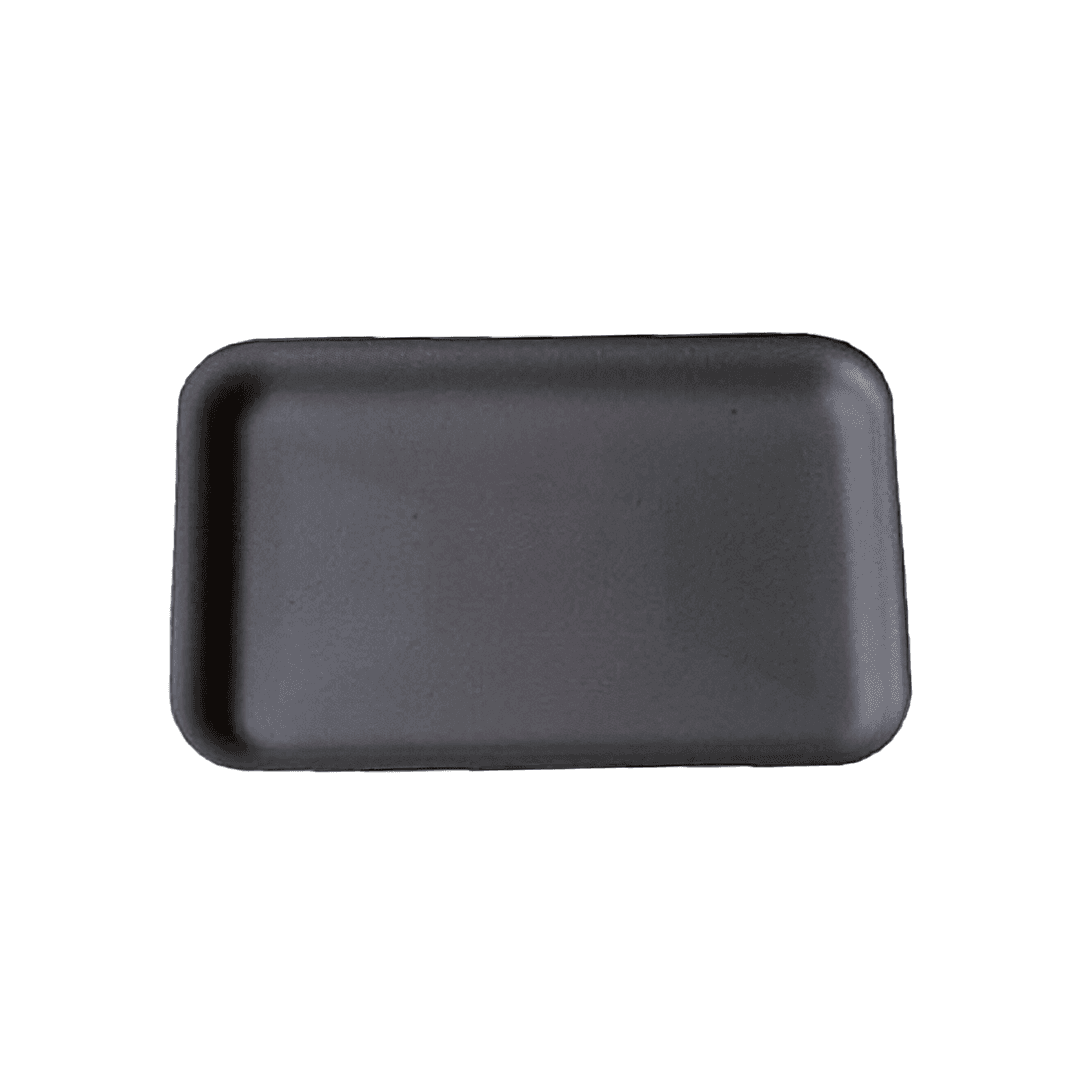 1HALF Meat Tray 3.75X8.38X0.88 IN Polystyrene Foam Black Rectangle 1000/Case
