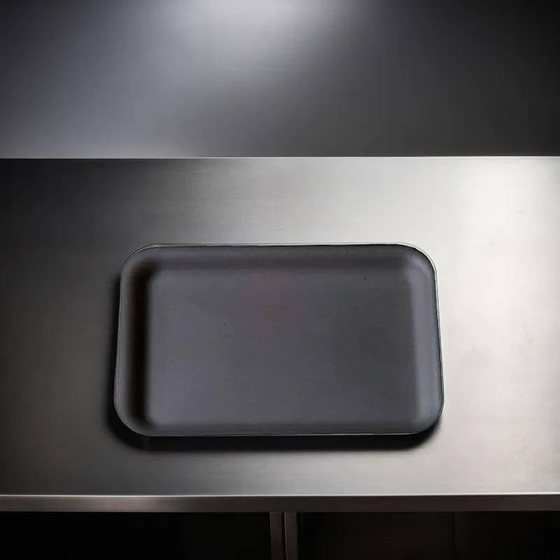 1HALF Meat Tray 3.75X8.38X0.88 IN Polystyrene Foam Black Rectangle 1000/Case