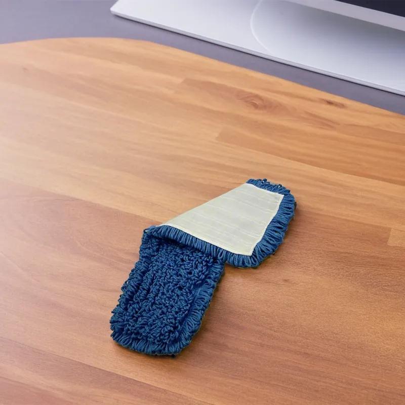 Dust Mop 24 IN Blue Microfiber Looped Hook & Loop Backing 6/Case