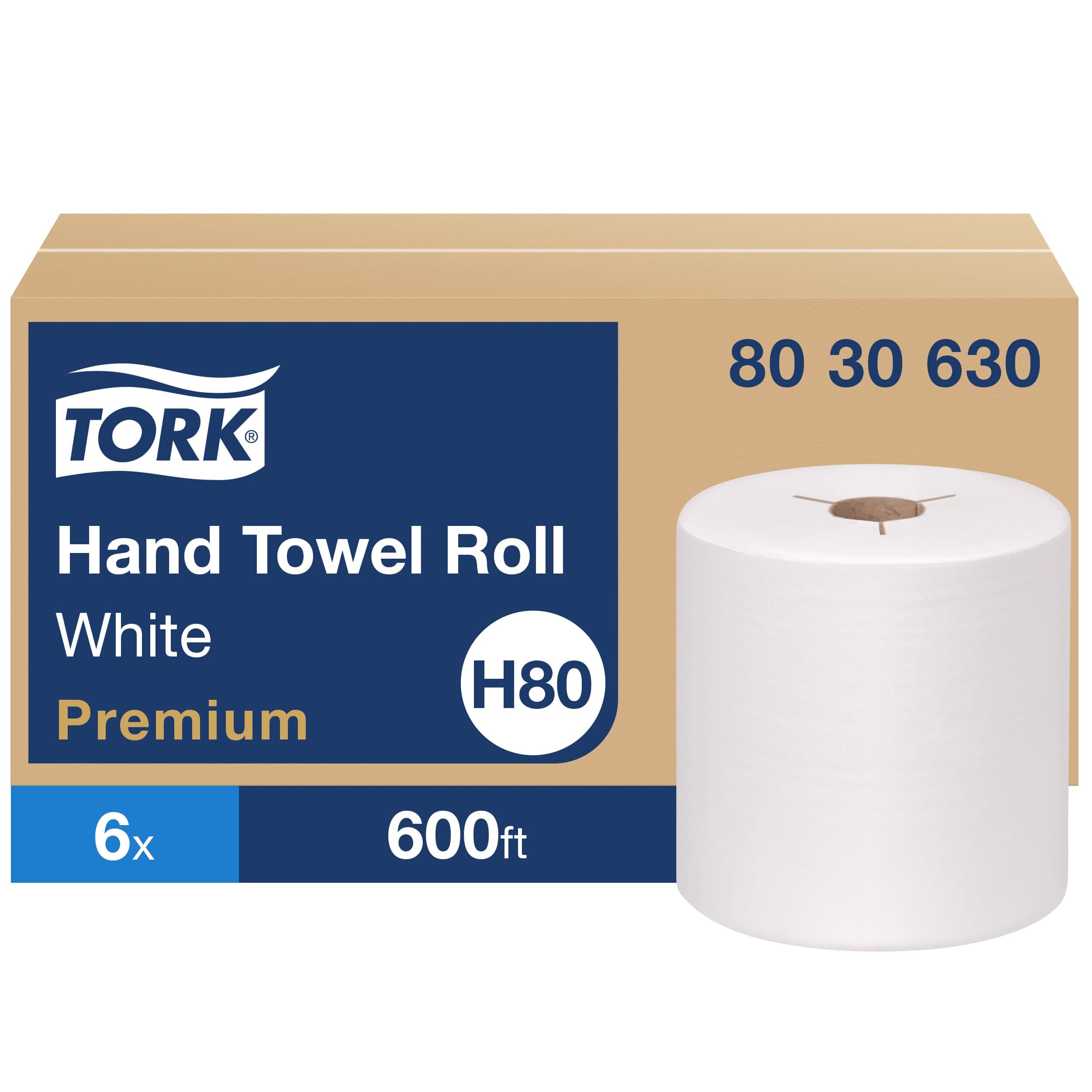 Tork Roll Paper Towel H80 7.938IN X600FT White Embossed Premium Refill 1 Count/Pack 6 Packs/Case 6 Count/Case