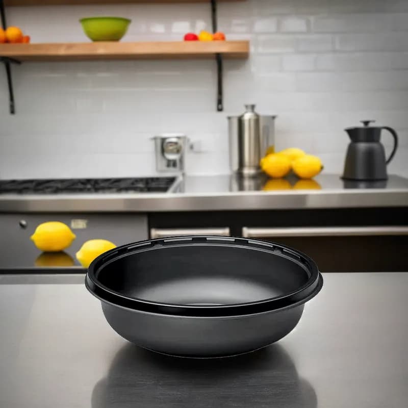 The BOTTLEBOX ® Bowl 32 OZ PP Black Round Microwavable-Base Only 360/Case