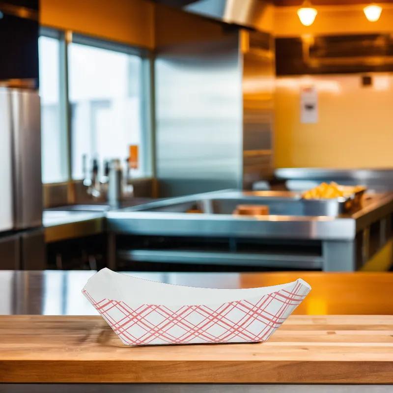 Food Tray 5 LB Paper Red White Check 1000/Case