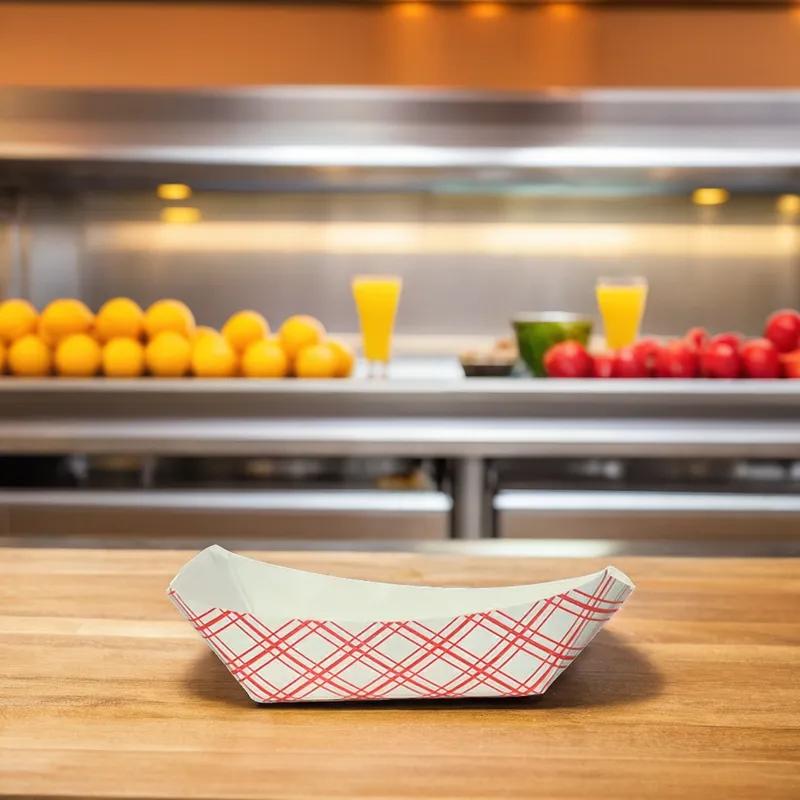 Food Tray 5 LB Paper Red White Check 1000/Case