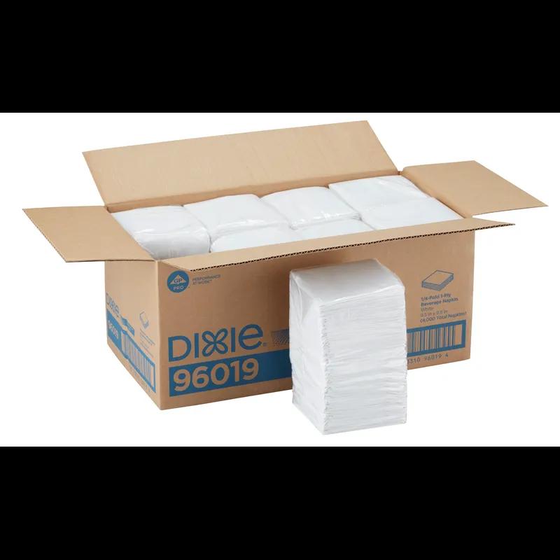 Dixie® Beverage Napkins 9.5X9.5 IN White Paper 1PLY 1/4 Fold 500 Sheets/Pack 8 Packs/Case 4000 Sheets/Case