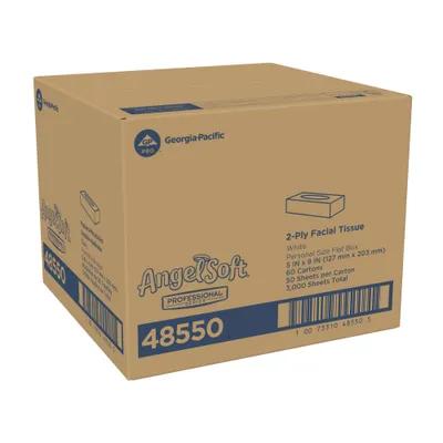 Angel Soft Professional® Facial Tissue 8X5 IN 2PLY White 1/2 Fold 50 Sheets/Pack 60 Packs/Case 3000 Count/Case