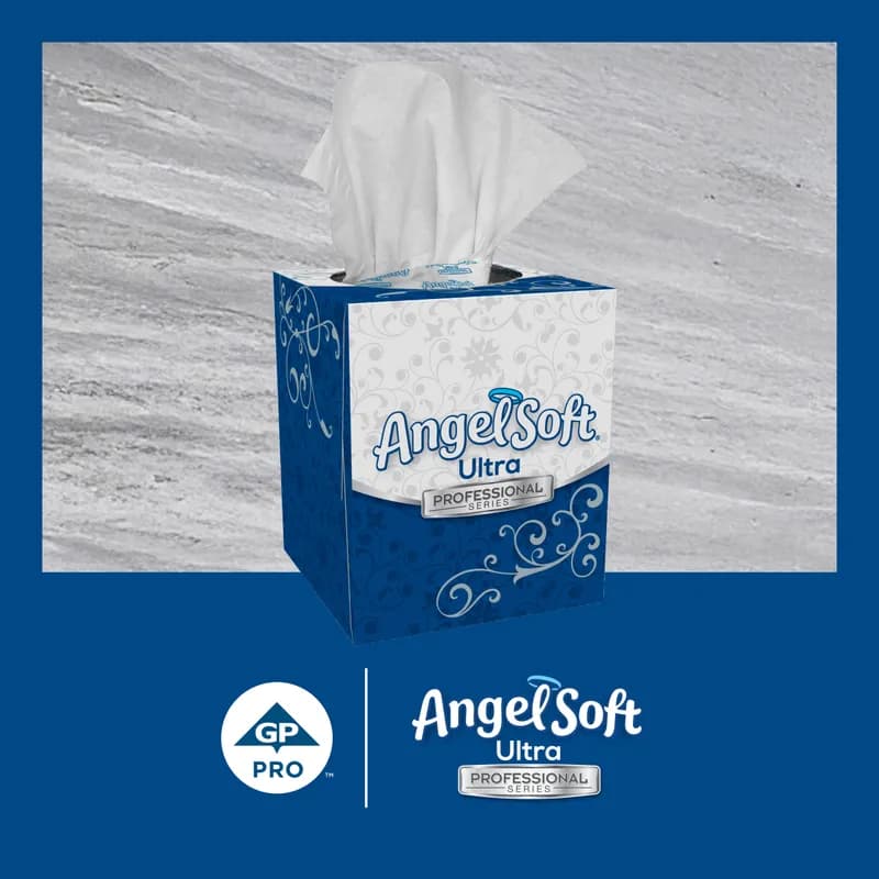 Angel Soft Professional® Facial Tissue 8.4X7.5 IN 2PLY Tissue Paper White 1/2 Fold 96 Sheets/Pack 10 Packs/Case