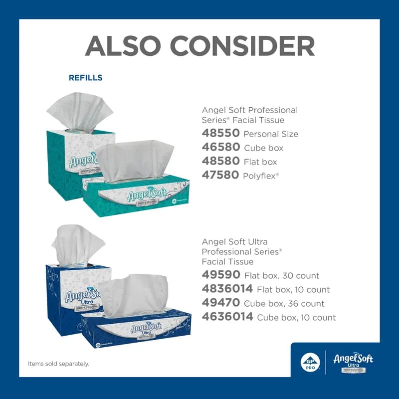 Angel Soft Professional® Facial Tissue 8.4X7.5 IN 2PLY Tissue Paper White 1/2 Fold 96 Sheets/Pack 10 Packs/Case