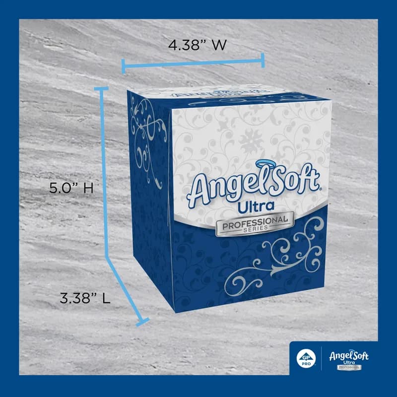 Angel Soft Professional® Facial Tissue 8.4X7.5 IN 2PLY Tissue Paper White 1/2 Fold 96 Sheets/Pack 10 Packs/Case