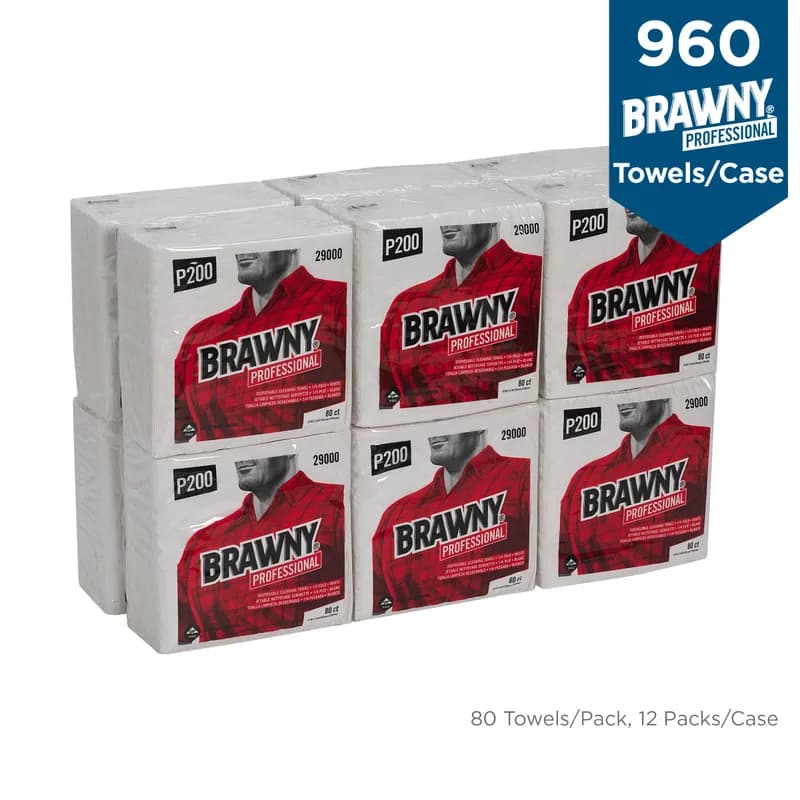Brawny® Professional Surface Wipe 4 Paper White Disposable 80 Sheets/Pack 12 Packs/Case 960 Sheets/Case