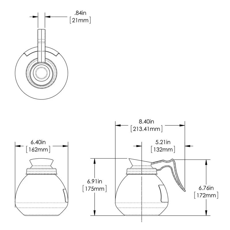 Coffee Pot/Decanter 64 FLOZ 12 Cup Glass Clear Orange 1/Each