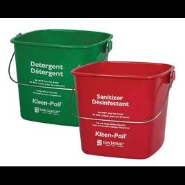 San Jamar Kleen-Pail® Pail 6.75X6 IN 3 QT PP Red Color Coded Graduated With Handle Trilingual 1/Each