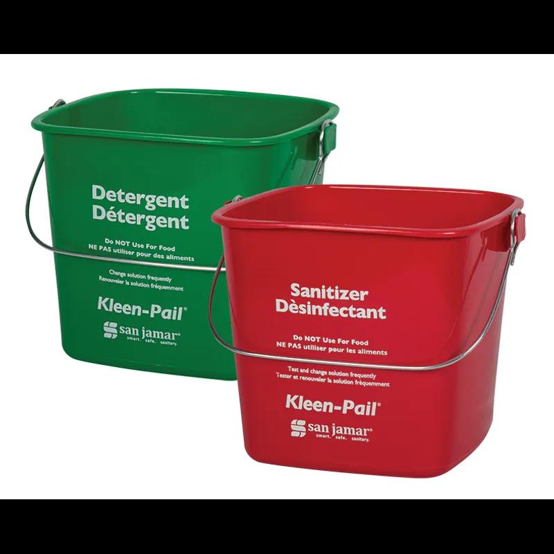 San Jamar Kleen-Pail® Pail 6.75X6 IN 3 QT PP Red Color Coded Graduated With Handle Trilingual 1/Each