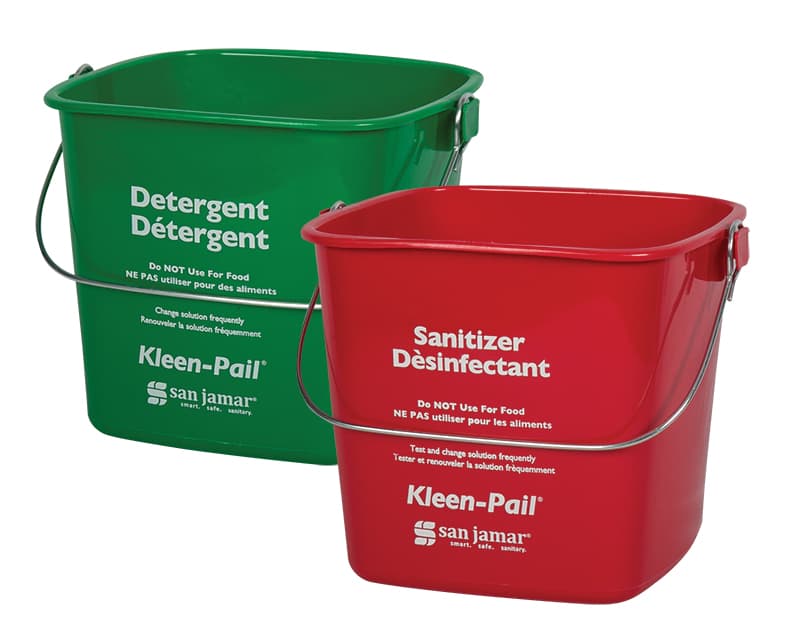 San Jamar Kleen-Pail® Pail 6.75X6 IN 3 QT PP Red Color Coded Graduated With Handle Trilingual 1/Each