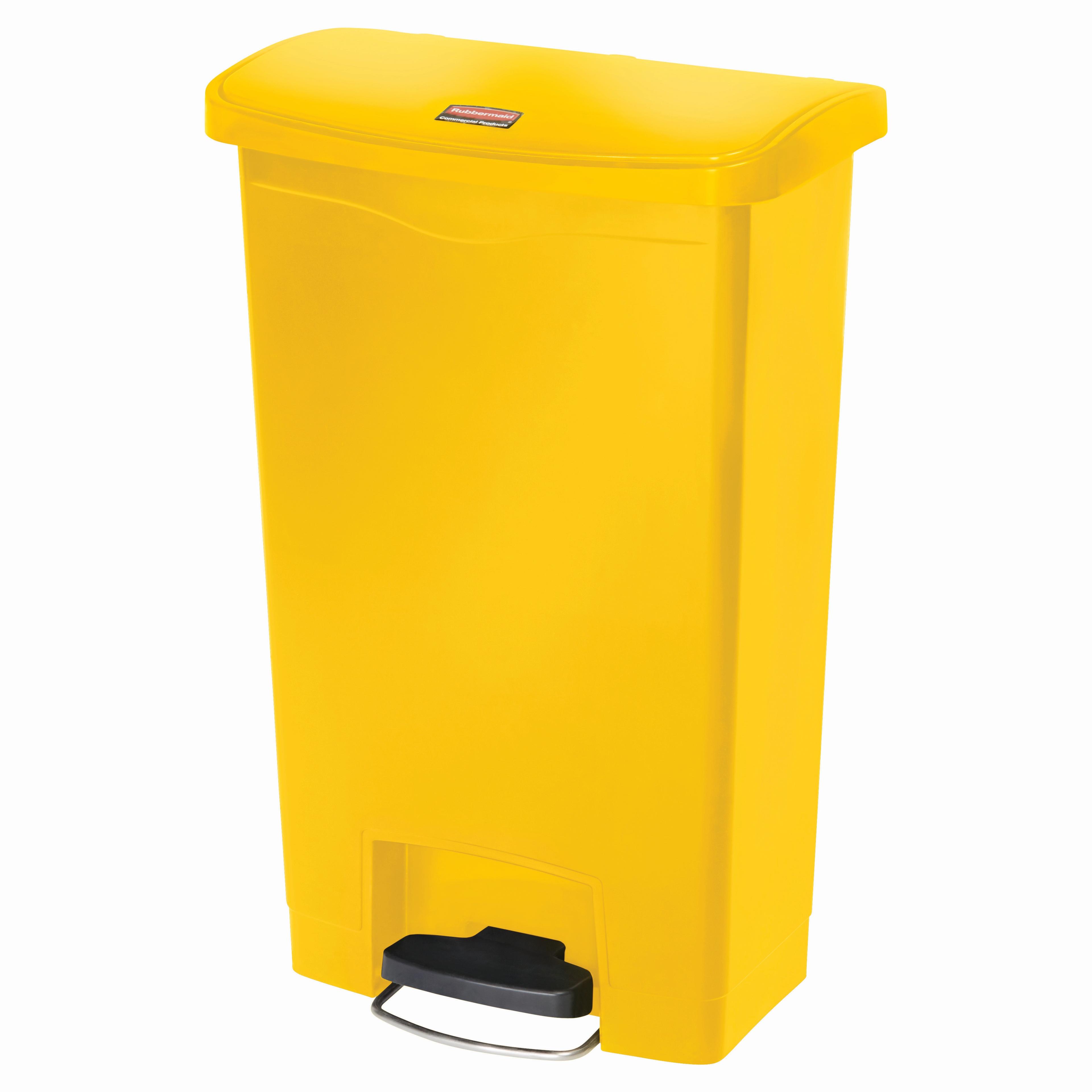 Streamline® Trash Can 18.88X12.12X28.50 IN 13 GAL Yellow Resin Slim Step-On 1/Each