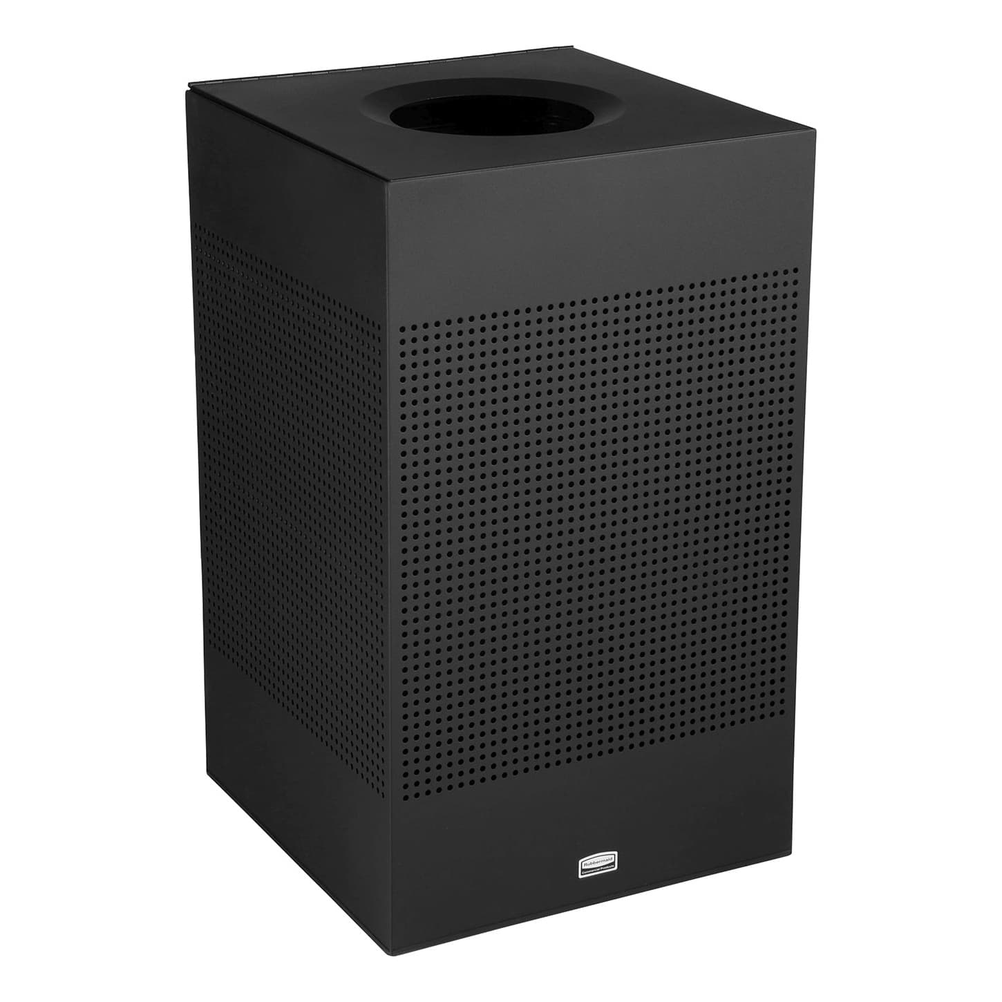 Silhouettes 1-Stream Trash Can 20X20X32.25 IN 20 GAL Black Square Metal With Hinged Lid 1/Each