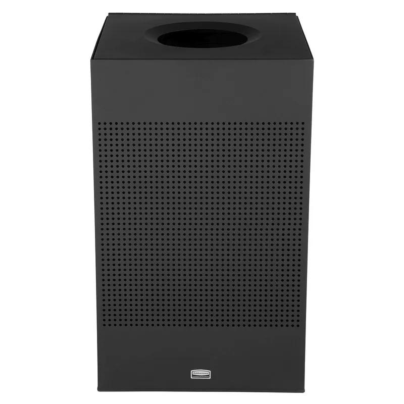 Silhouettes 1-Stream Trash Can 20X20X32.25 IN 20 GAL Black Square Metal With Hinged Lid 1/Each