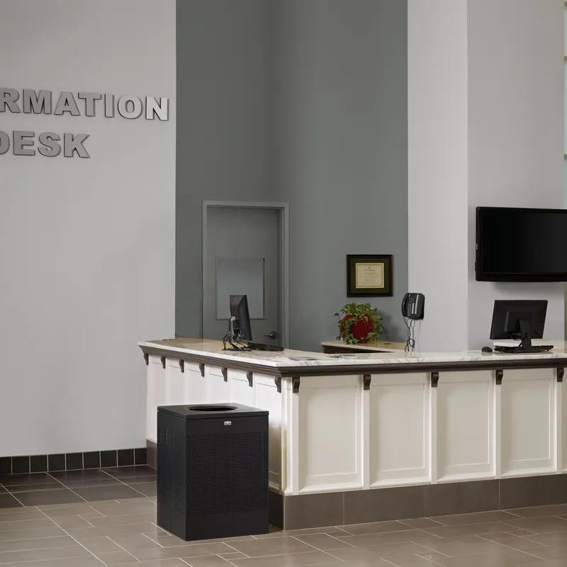 Silhouettes 1-Stream Trash Can 20X20X32.25 IN 20 GAL Black Square Metal With Hinged Lid 1/Each