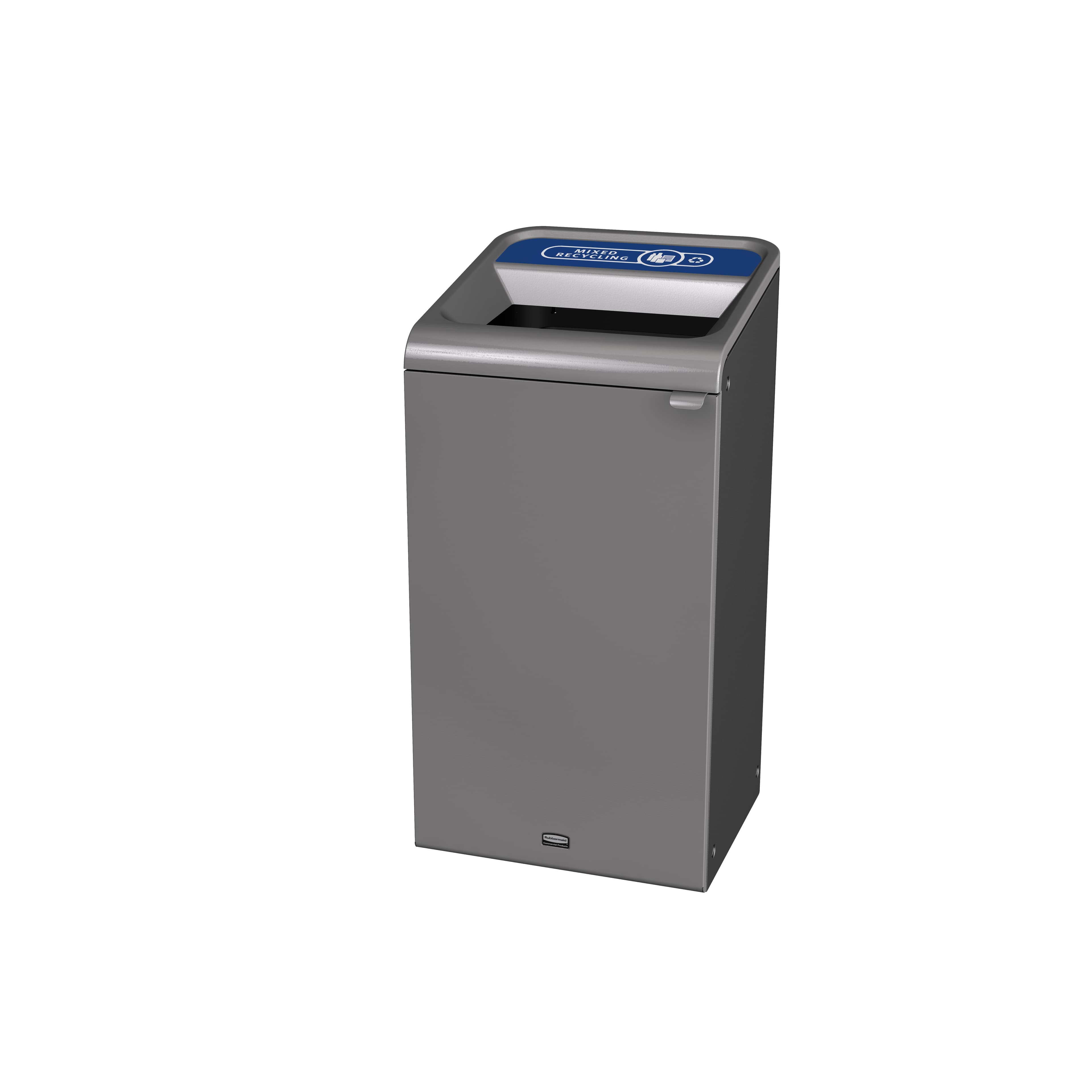 Mixed Recycling 1-Stream Trash & Recycling Bin 19.59X19.5X37.97 IN Gray Metal 1/Each