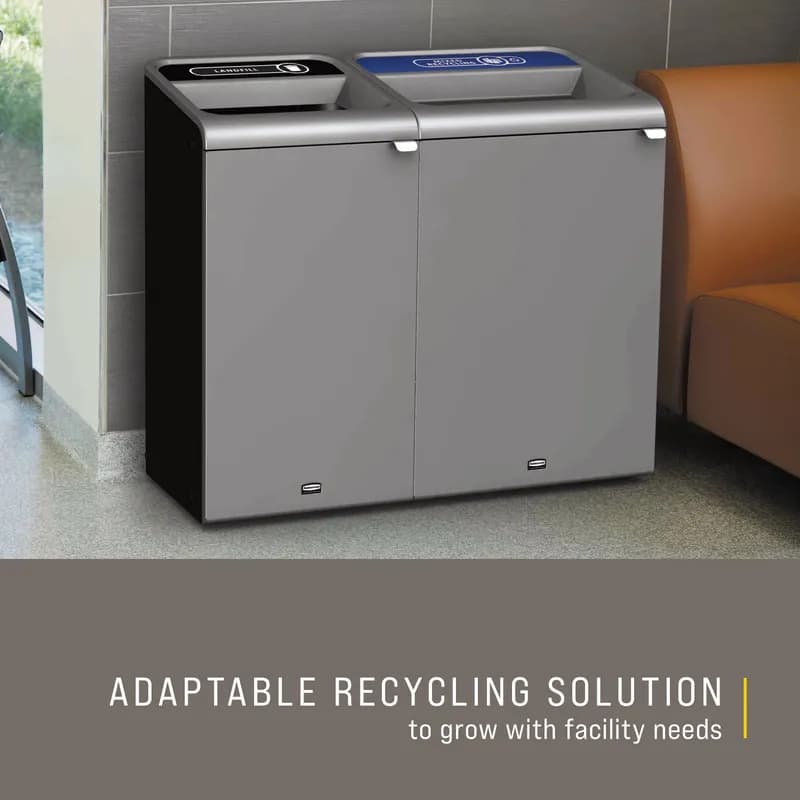 Mixed Recycling 1-Stream Trash & Recycling Bin 19.59X19.5X37.97 IN Gray Metal 1/Each