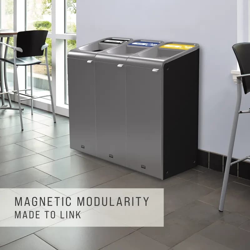 Mixed Recycling 1-Stream Trash & Recycling Bin 19.59X19.5X37.97 IN Gray Metal 1/Each