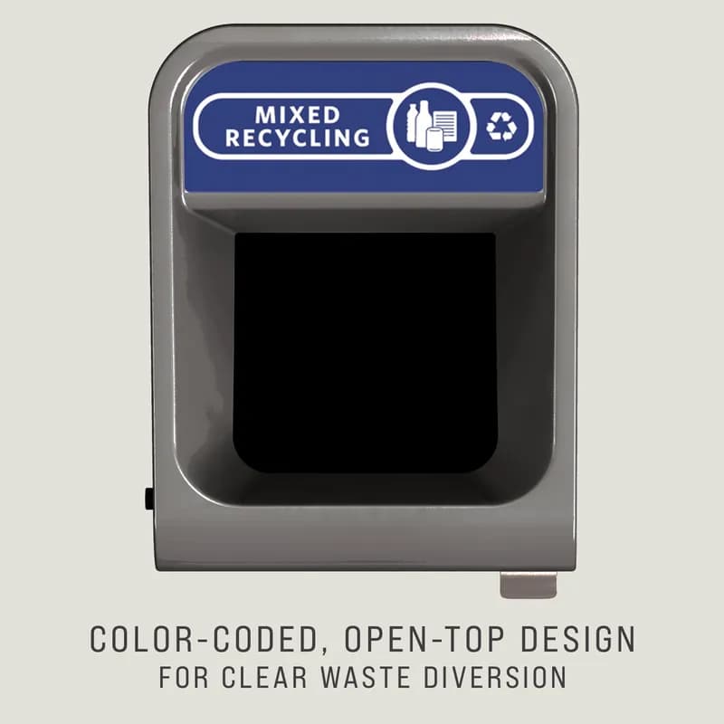 Mixed Recycling 1-Stream Trash & Recycling Bin 19.59X19.5X37.97 IN Gray Metal 1/Each