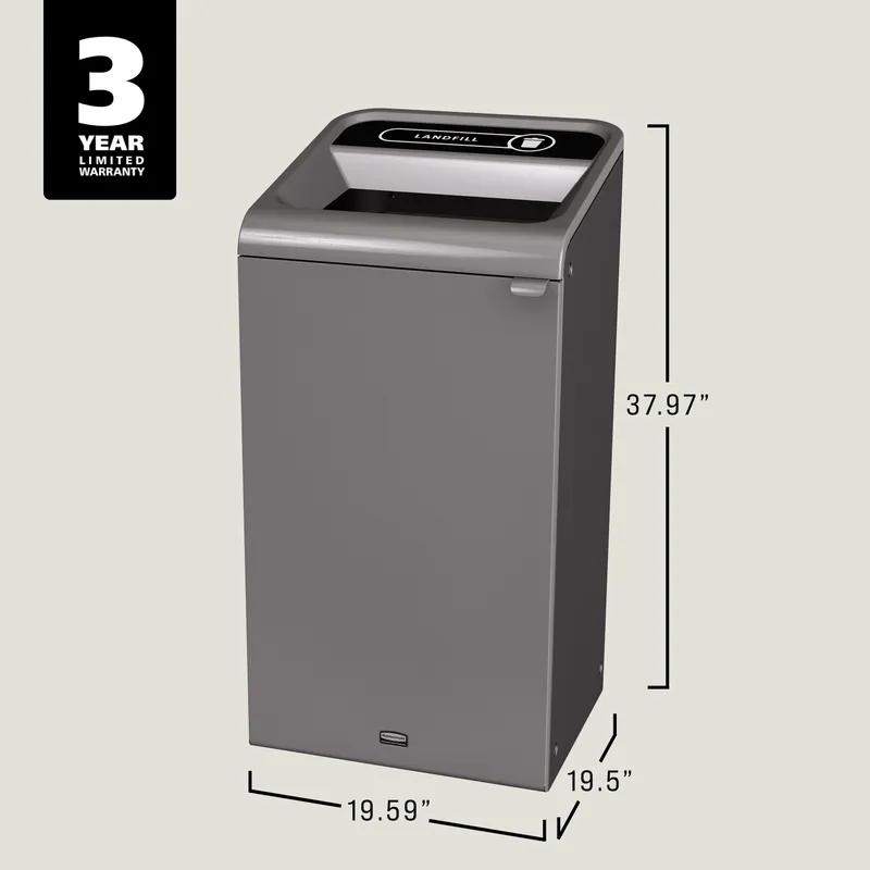 Configure Landfill 1-Stream Trash Can 19.59X19.5X37.97 IN 23 GAL Gray Metal 1/Each