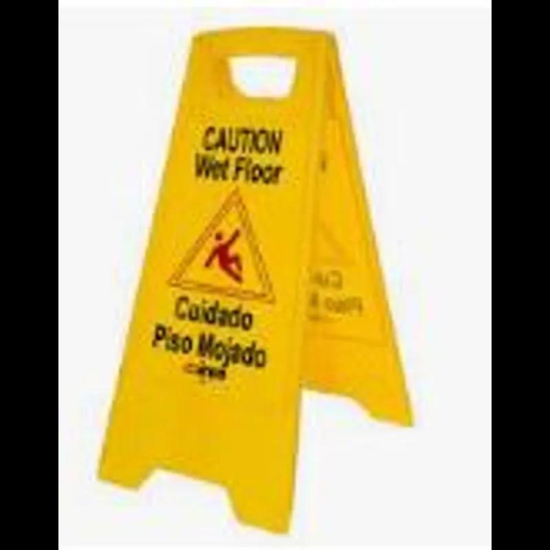 Wet Floor Sign 10X25 IN Yellow PP Multilingual 1/Each