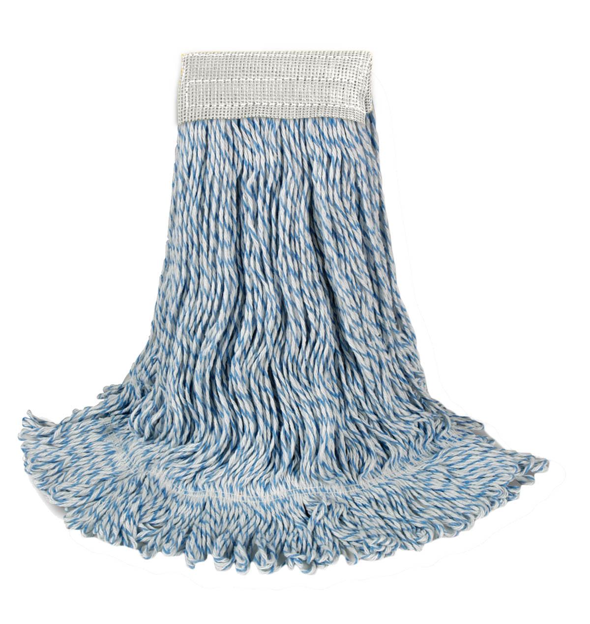 Mop Head Large (LG) 19X6.5X3 IN Blue Synthetic Fiber Loop End 1.25 In Polyester Tape Headband 1/Each