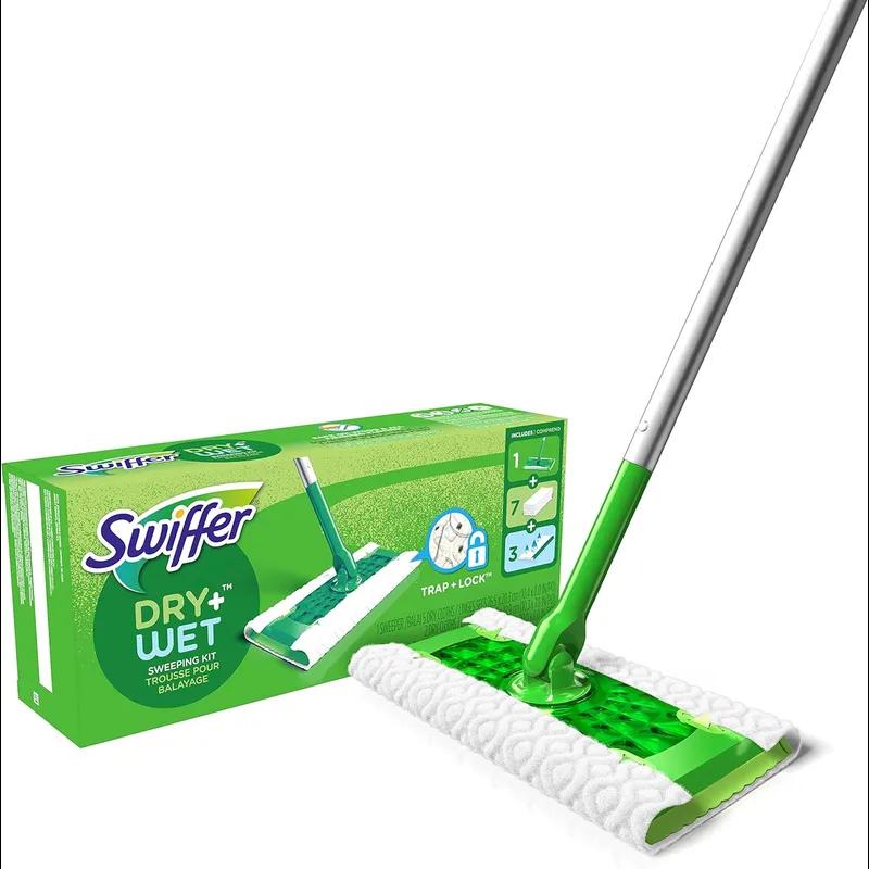 Swiffer® Mop Kit Silver Green Sweeper Wet & Dry 6/Case