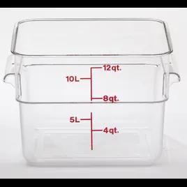 Camwear® Food Storage Container 12 QT Clear Square PC With Handles 1/Each