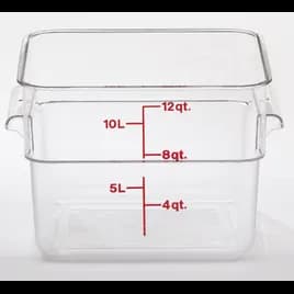 Camwear® Food Storage Container 12 QT Clear Square PC With Handles 1/Each