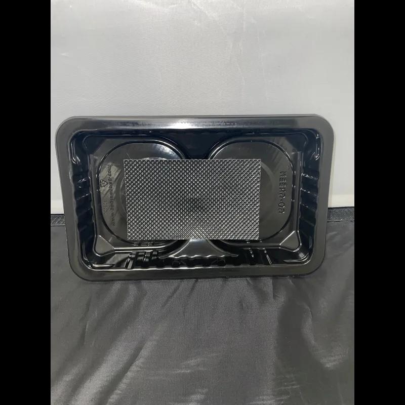 Meat Pad & Tray 10.69X6.72X1.5 IN 1 Compartment PP Black Rectangle Barrier 2912/Pallet