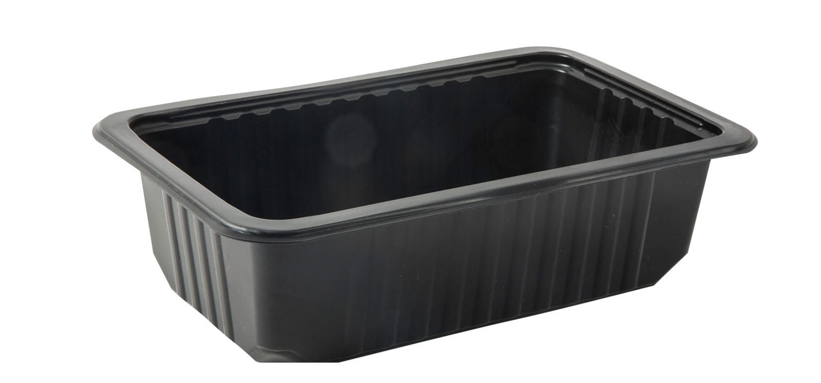 Meat Tray 10.69X6.72X3 IN 1 Compartment PP Black Rectangle Barrier 2688/Pallet