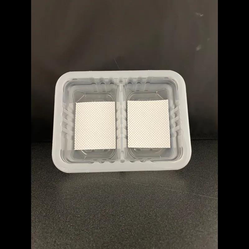 Meat Pad & Tray 8.75X6.72X2 IN 2 Compartment PP Clear Rectangle 3850/Pallet
