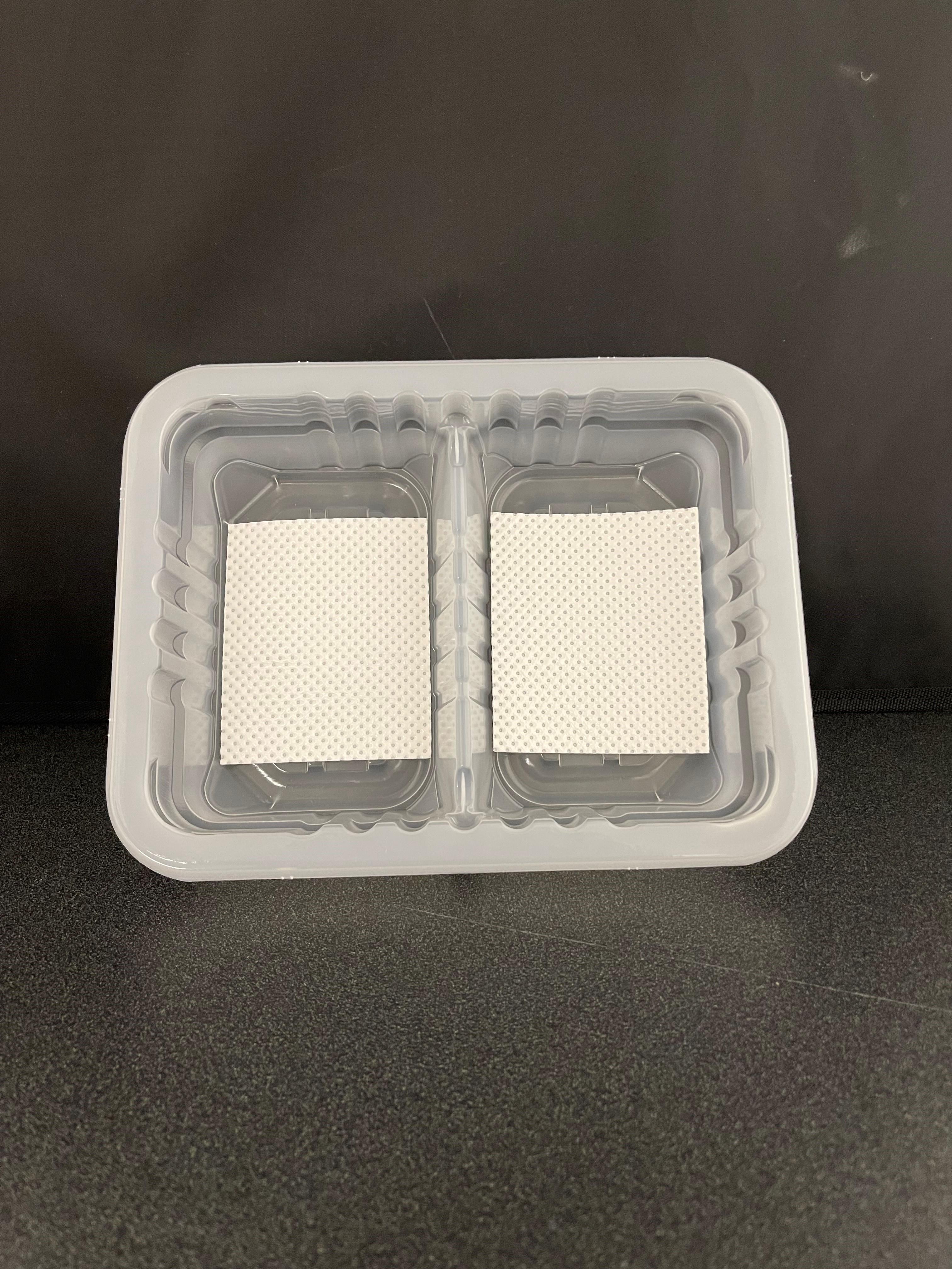 Meat Pad & Tray 8.75X6.72X2 IN 2 Compartment PP Clear Rectangle 3850/Pallet