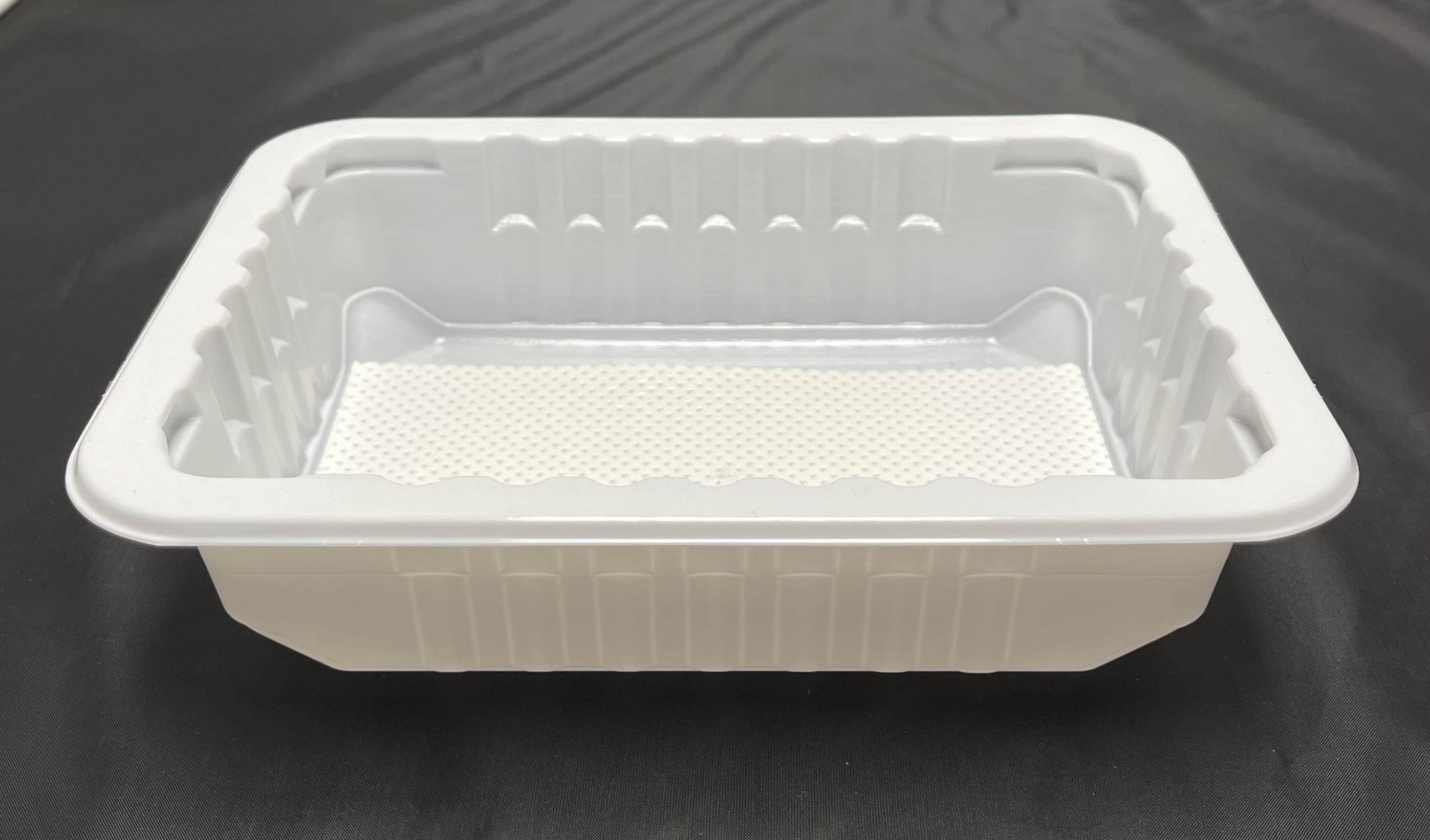 Meat Pad & Tray 8.75X6.72X2 IN 1 Compartment PP White Rectangle Barrier 3920/Pallet