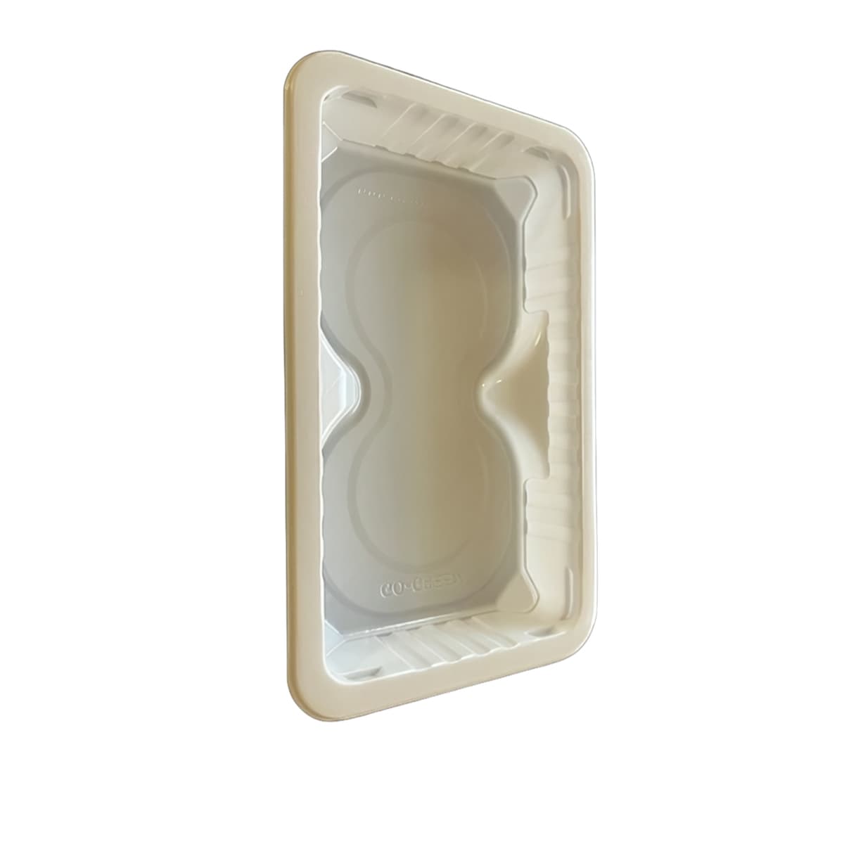 Meat Pad & Tray 10.69X6.75X1.4 IN 2 Compartment PP White Rectangle Barrier 2912/Pallet